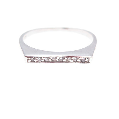 925 Sterling Silver Round-Cut C Z Stackable Bar Ring Size 8.25