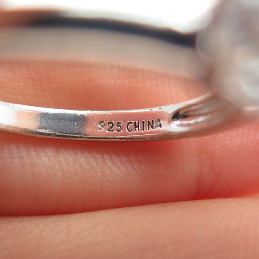 925 Sterling Silver Round-Cut C Z Engagement Ring Size 8.25