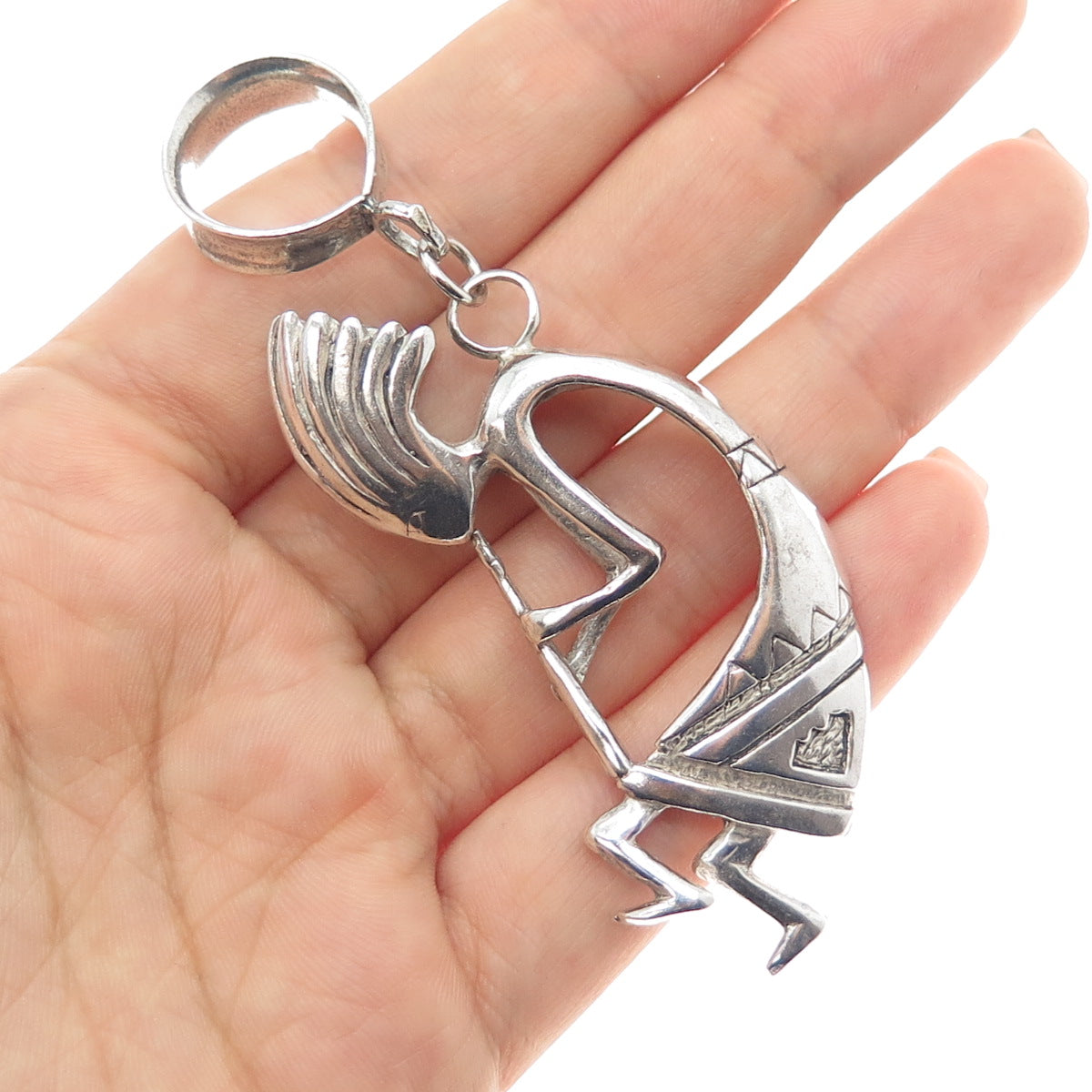 Old Pawn 925 Sterling Silver Vintage Southwestern Kokopelli Tribal Charm Pendant