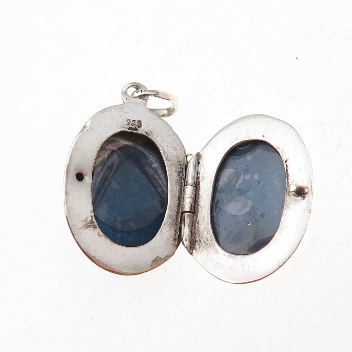925 Sterling Silver Vintage Real Black Onyx Oxidized Locket Charm Pendant