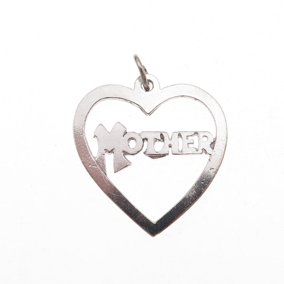 925 Sterling Silver Vintage Mother Heart Charm Pendant
