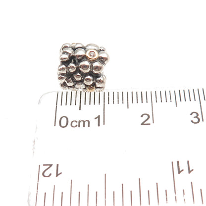 PANDORA 925 Sterling Silver Gold Real Diamond Daisy Slide Bead Charm