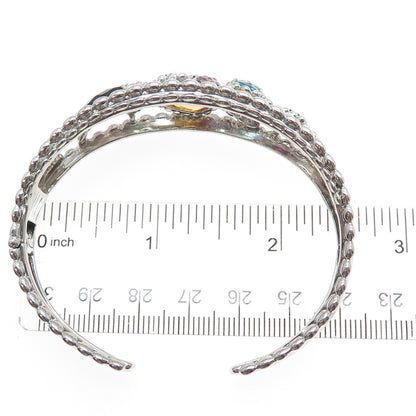 Sterling Vintage Quartz Citrine Topaz Tourmaline Peridot Amethyst Bracelet 6.75"