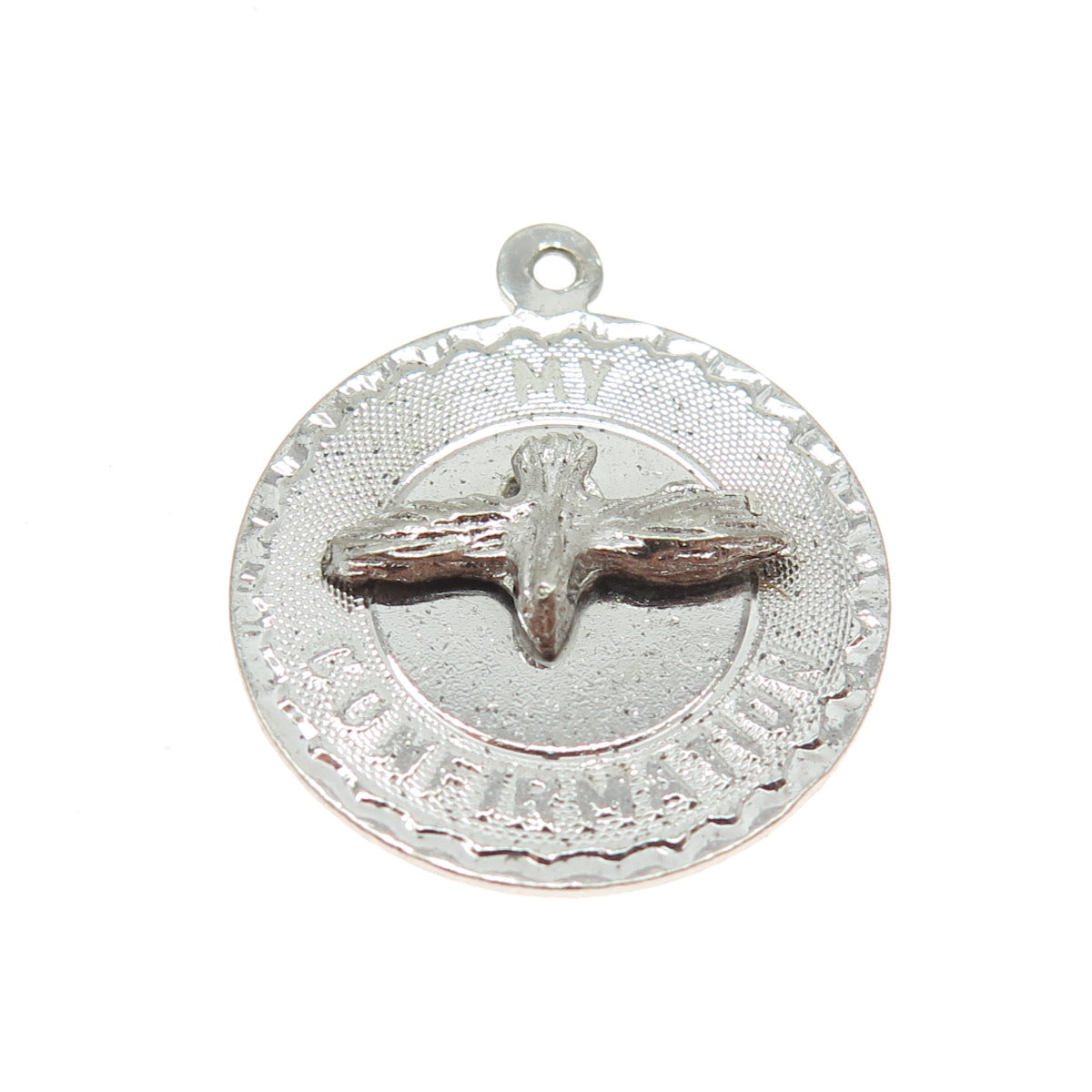 925 Sterling Silver Antique "My Confirmation" Holy Ghost Religious Charm Pendant