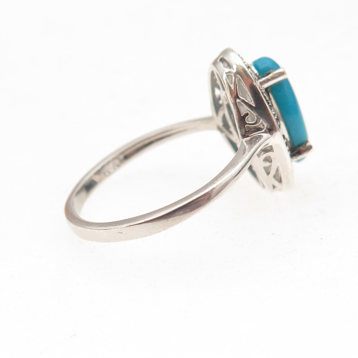 Chuck Clemency 925 Sterling Silver Real Blue Diamond & Turquoise Ring Size 8.75