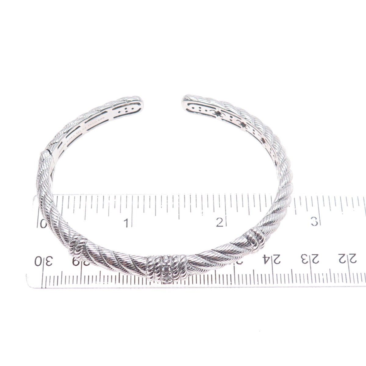 JUDITH RIPKA 925 Sterling Silver Round-Cut C Z Adjustable Cuff Bracelet 7"