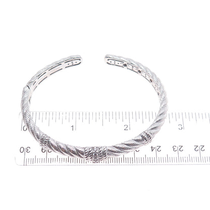 JUDITH RIPKA 925 Sterling Silver Round-Cut C Z Adjustable Cuff Bracelet 7"