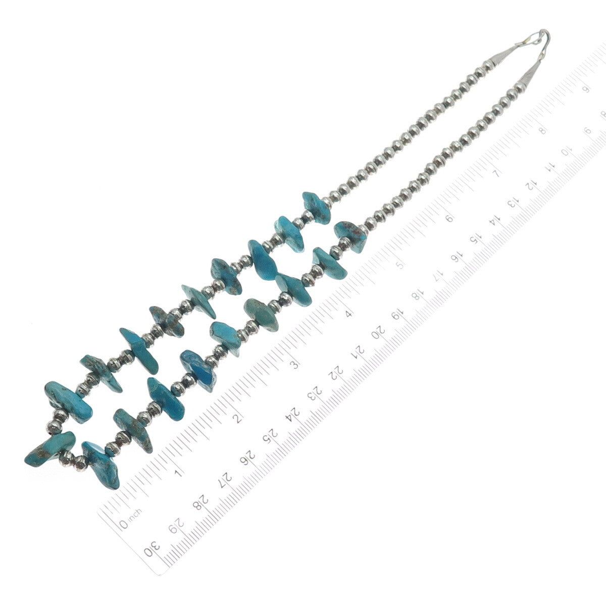 SUNRISE Old Pawn 925 Sterling Silver Vintage Turquoise Navajo Pearl Necklace 18"