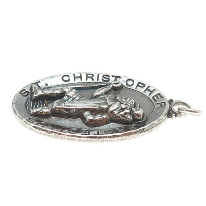 HENRY F BARROWS 925 Sterling Silver Antique St. Christopher Oxidized Pendant