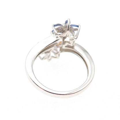 Chuck Clemency 925 Sterling Silver Real Diamond Tanzanite Floral Ring Size 8.25