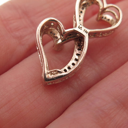 925 Sterling Silver Gold Plated Real Diamond Infinity Heart Slide Charm Pendant