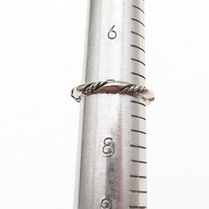 925 Sterling Silver Vintage Twisted Oxidized Band Ring Size 7.25