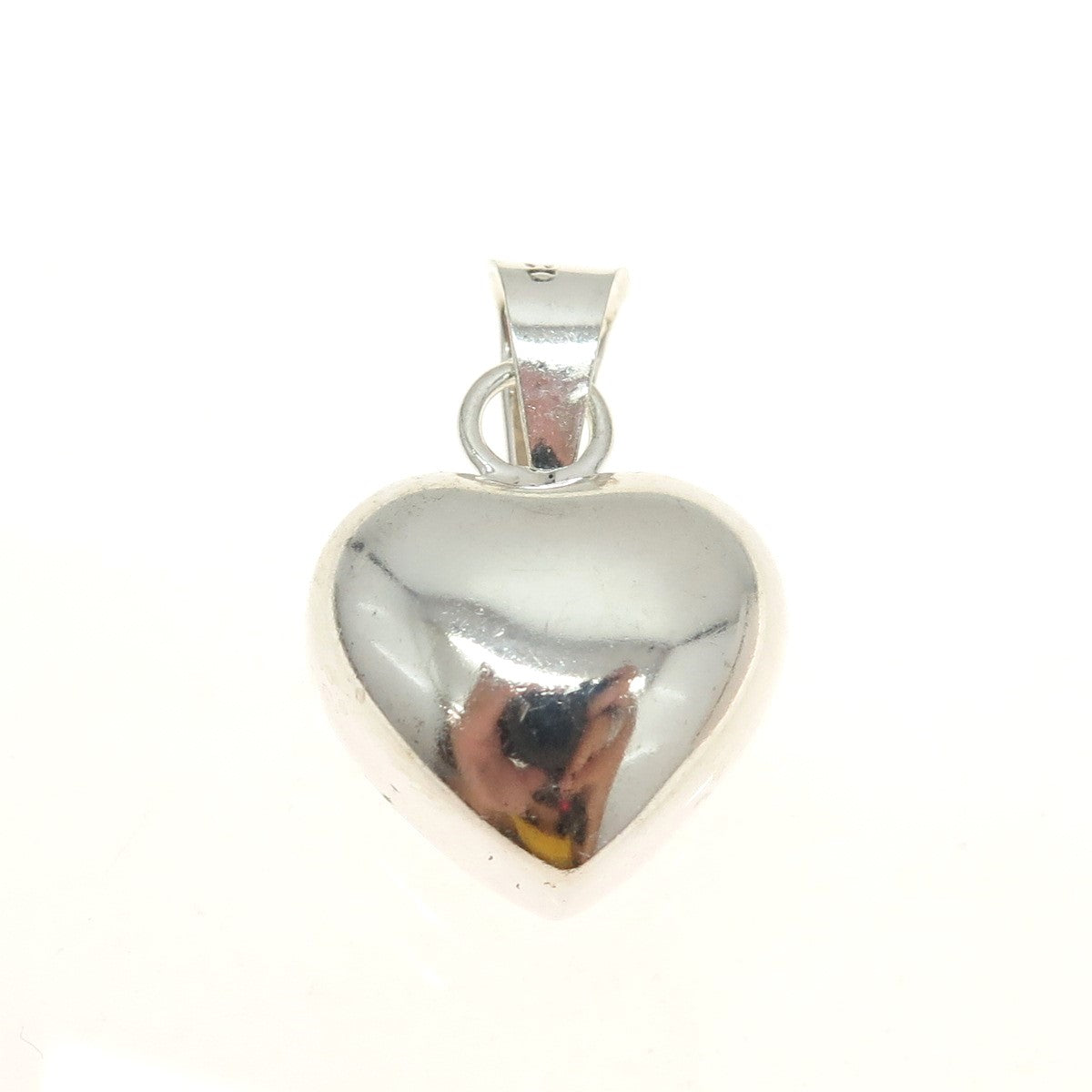 925 Sterling Silver Vintage Mexico Puffy Heart 3D Pendant