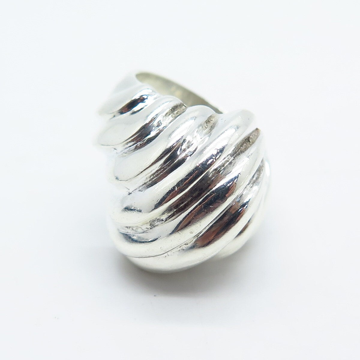 925 Sterling Silver Vintage Ribbed Ring Size 6.5