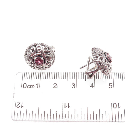 Carolyn Pollack 925 Sterling Silver Vintage Real Amethyst Omega Back Earrings