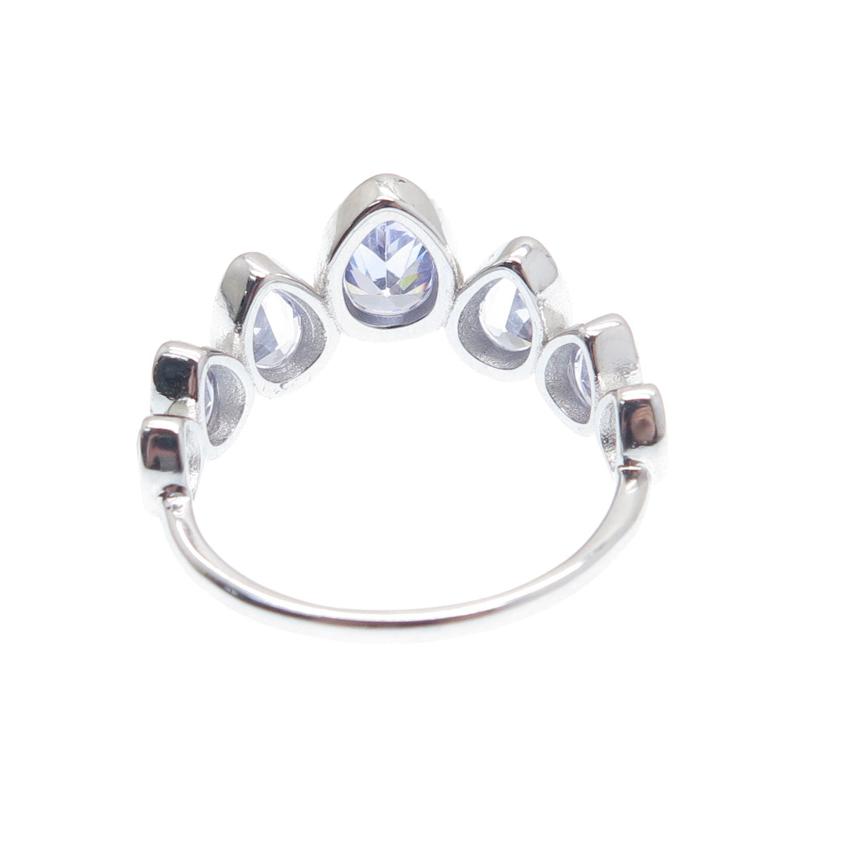 BOMB PARTY 925 Sterling Silver Real Pear-Cut Tanzanite Gemstone Ring Size 7.5