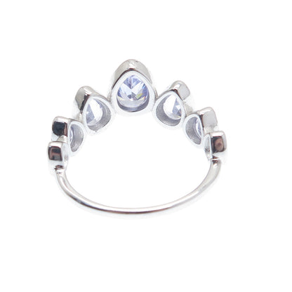 BOMB PARTY 925 Sterling Silver Real Pear-Cut Tanzanite Gemstone Ring Size 7.5