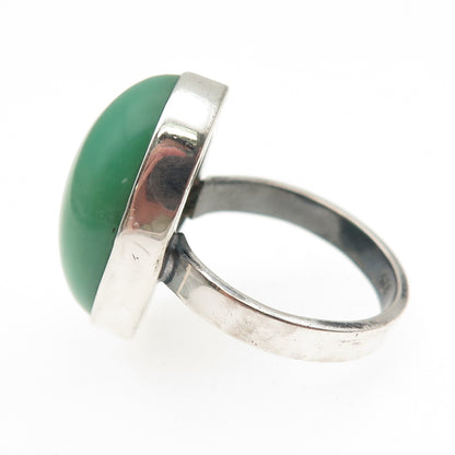 925 Sterling Silver Vintage Real Cabochon Chrysoprase Ring Size 8