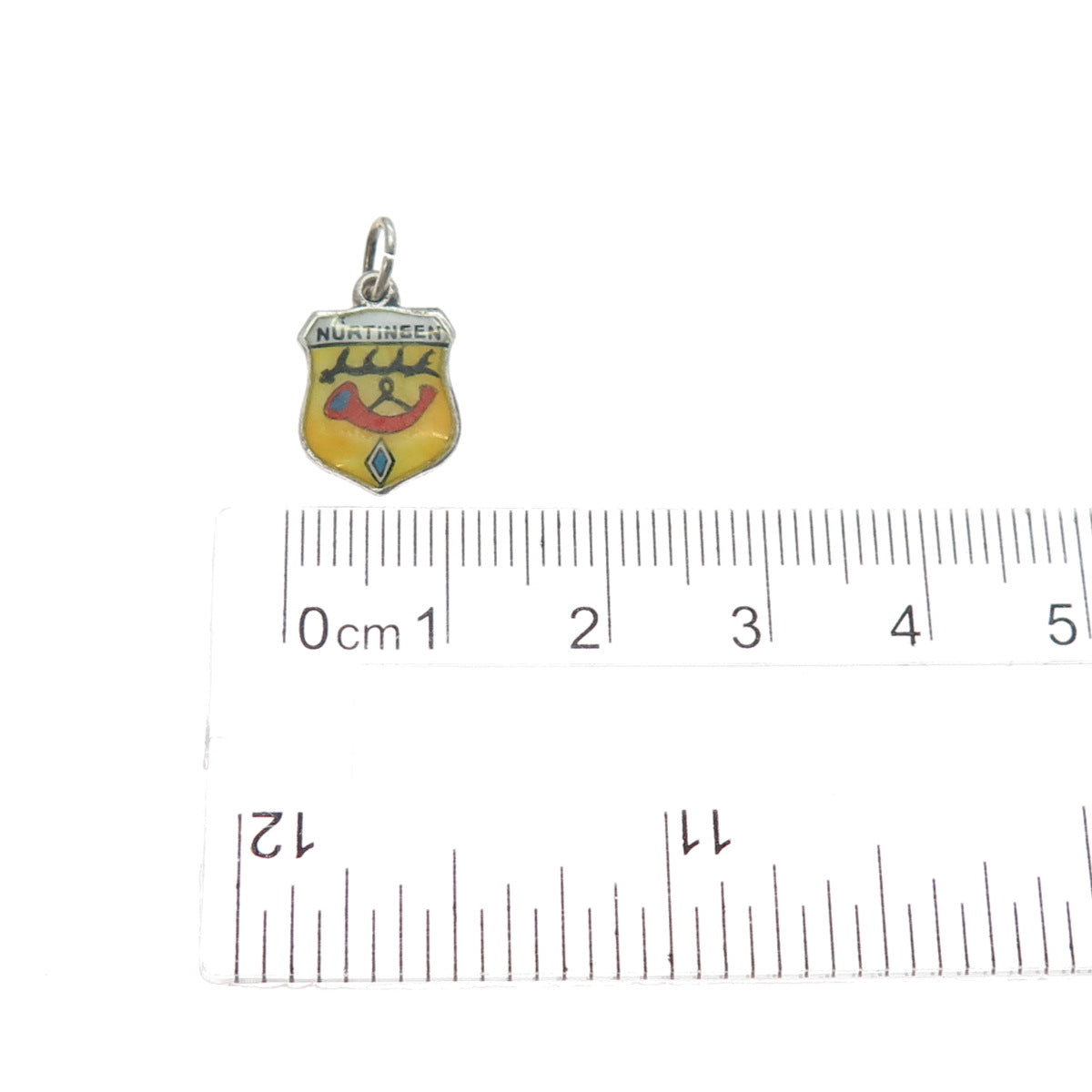 835 Silver Vintage Enamel Nurtingen Coat of Arms Minimalist Charm Pendant