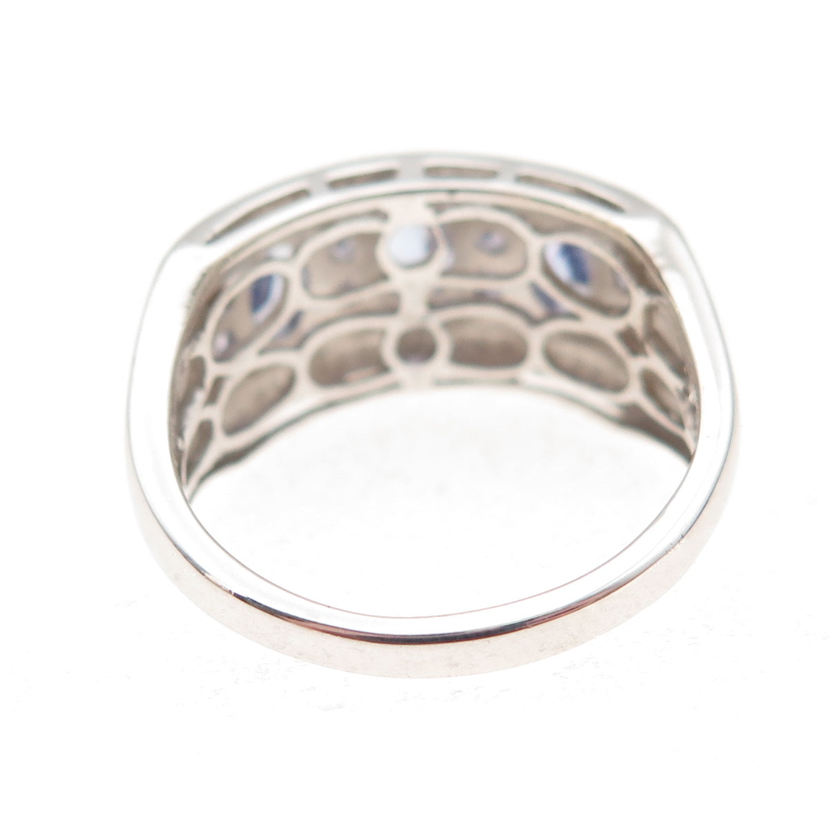 Chuck Clemency Sterling Silver Real Oval & Round-Cut Tanzanite Ring Size 8.75