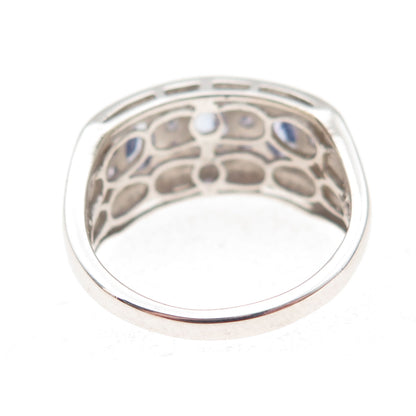 Chuck Clemency Sterling Silver Real Oval & Round-Cut Tanzanite Ring Size 8.75
