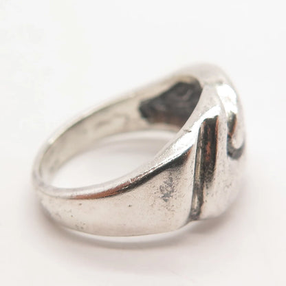 925 Sterling Silver Vintage Ribbed Ring Size 7.75