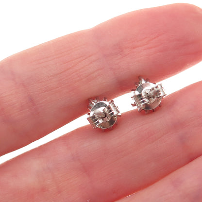 Chuck Clemency 925 Sterling Silver Real Tanzanite & White Topaz Stud Earrings