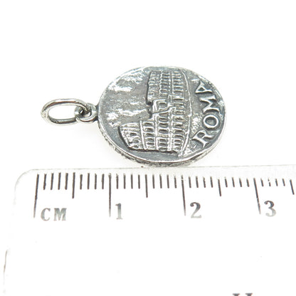 925 Sterling Silver Vintage "Roma Napoli" Oxidized Charm Pendant