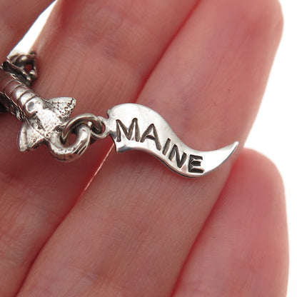 Pacific Jewelry 925 Sterling Silver Vintage Lobster Maine State Charm Pendant