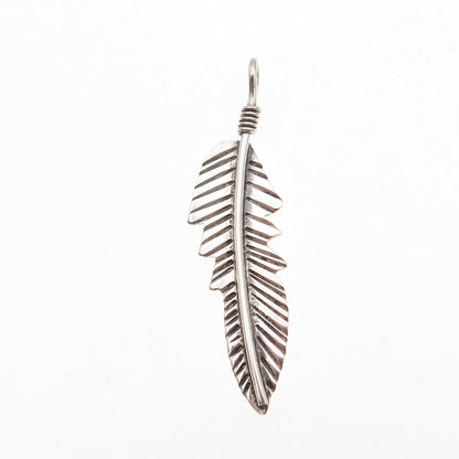 Old Pawn 925 Sterling Silver Vintage Southwestern Feather Tribal Charm Pendant