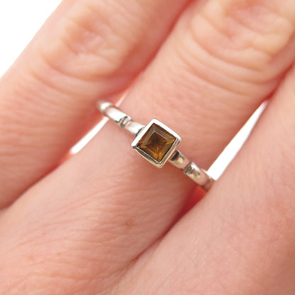 925 Sterling Silver Vintage Real Smoky Quartz Ring Size 5