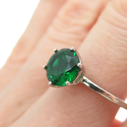 DAZZLERS 925 Sterling Silver Round-Cut Nano Chrome Diopside Ring Size 7