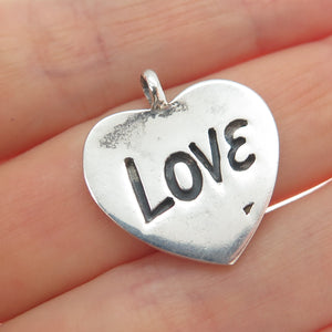 925 Sterling Silver Vintage Love Heart Tag Minimalist Charm Pendant