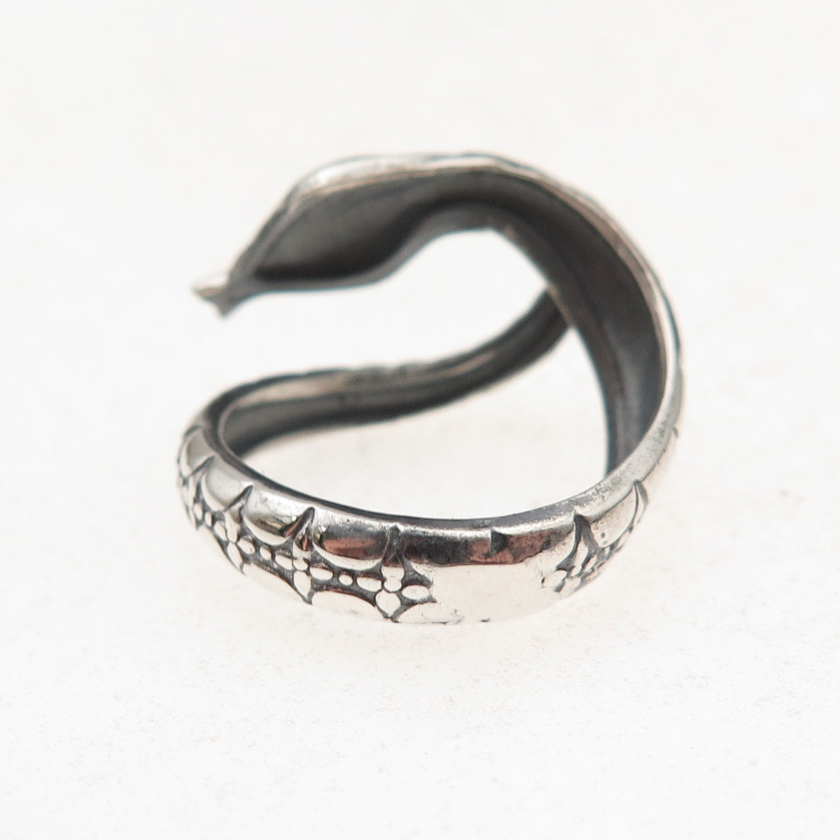 925 Sterling Silver Vintage Snake Oxidized Adjustable Ring Size 3.5