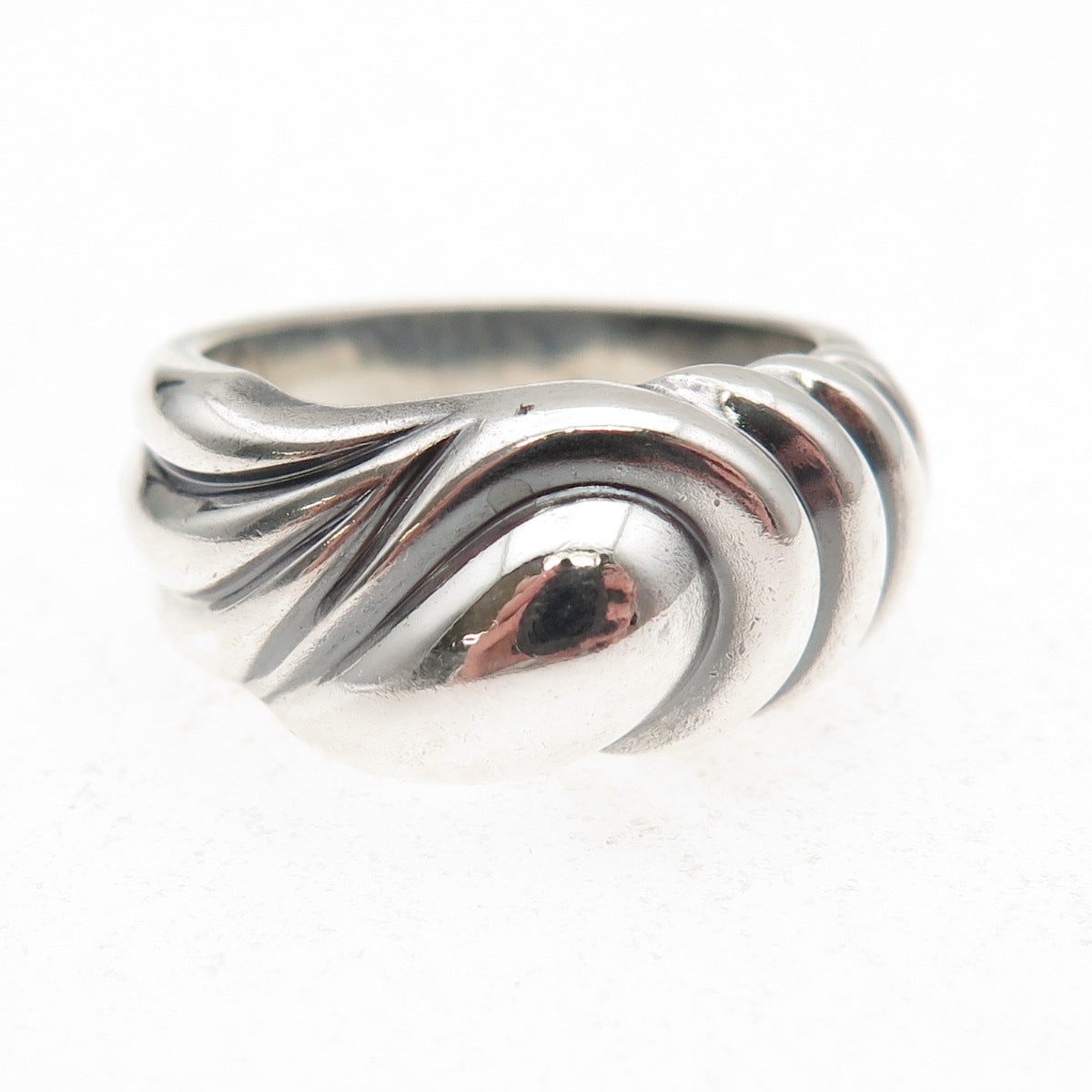 Lotus 999 Fine Silver Vintage Modernist Teardrop Oxidized Ring Size 7