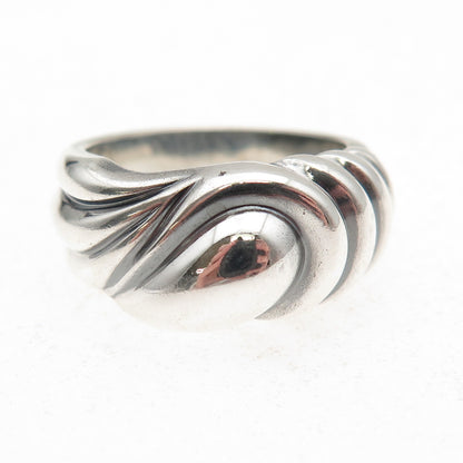 Lotus 999 Fine Silver Vintage Modernist Teardrop Oxidized Ring Size 7
