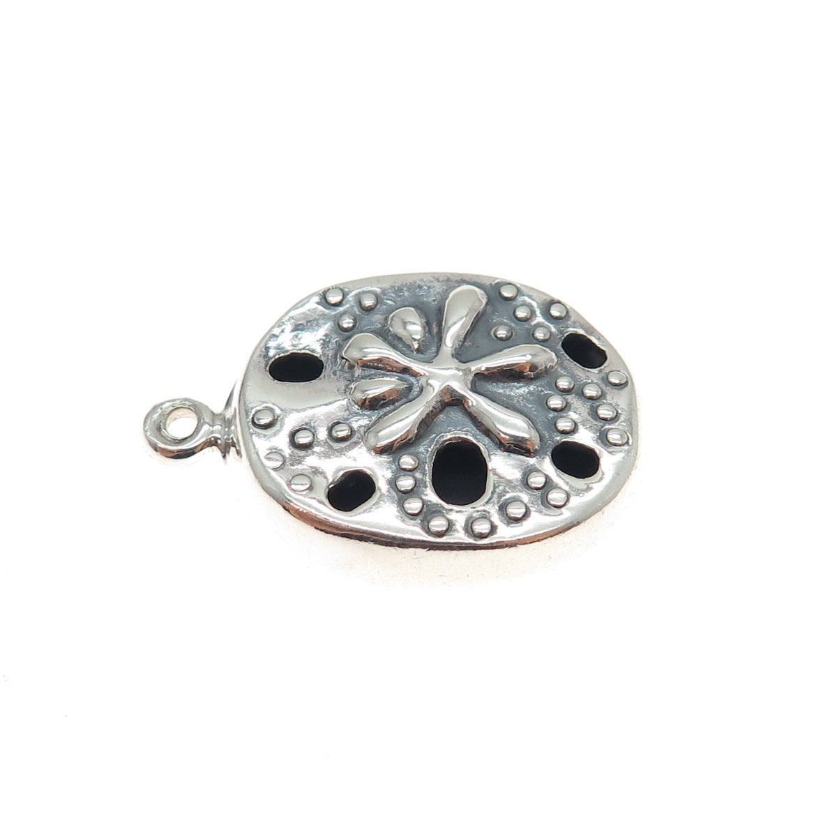 925 Sterling Silver Vintage Sand Dollar Shadow Box Charm Pendant