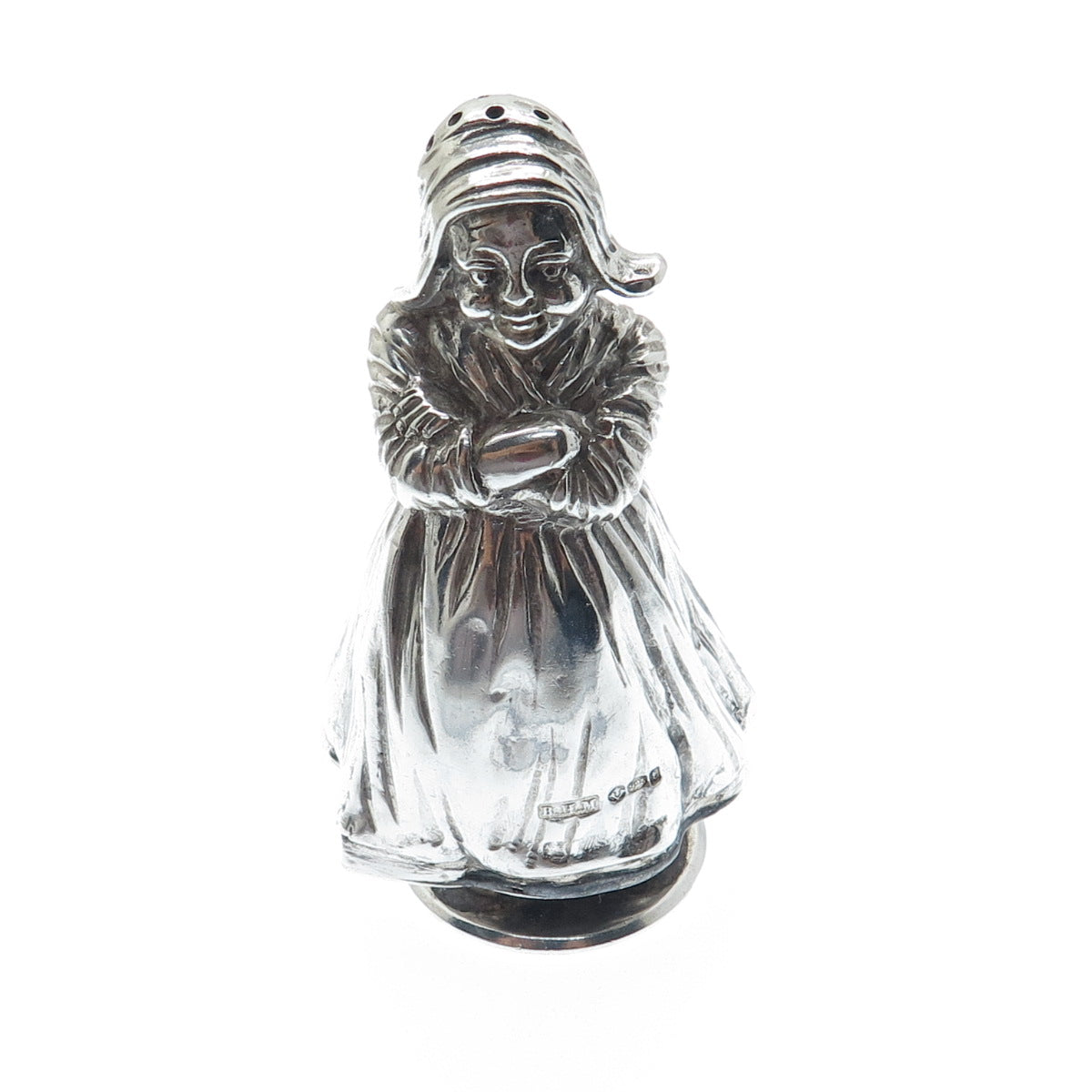 BERTHOLD HERMANN MULLER 925 Sterling Antique 1914 Dutch Lady Salt Pepper Shaker