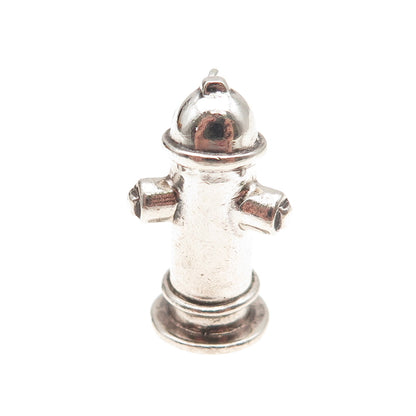 925 Sterling Silver Vintage Fire Hydrant Oxidized 3D Charm Pendant