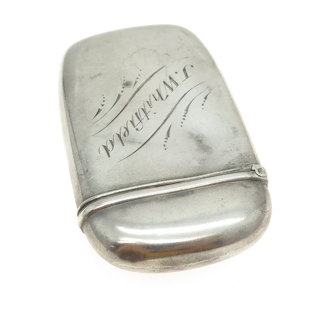 925 Sterling Silver Antique Art Deco Engraved "J. Whitfield" Match / Vesta Case