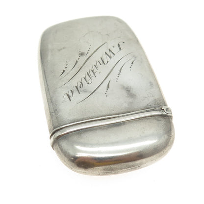 925 Sterling Silver Antique Art Deco Engraved "J. Whitfield" Match / Vesta Case