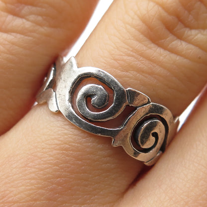 PETER STONE 925 Sterling Silver Vintage Spiral Oxidized Band Ring Size 8.75