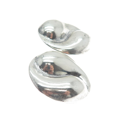 925 Sterling Silver Vintage Mexico Modernist Yin Yang Clip On Earrings