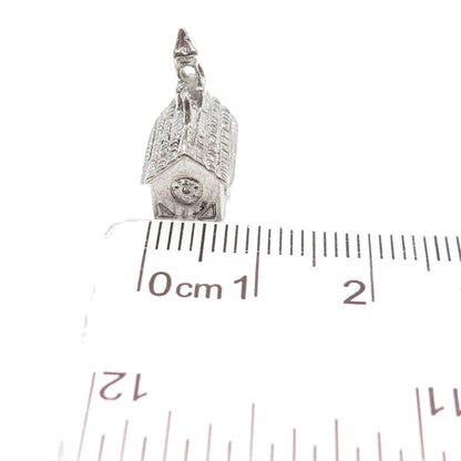 J.M. FISHER 925 Sterling Silver Vintage Old Church Mini 3D Charm Pendant