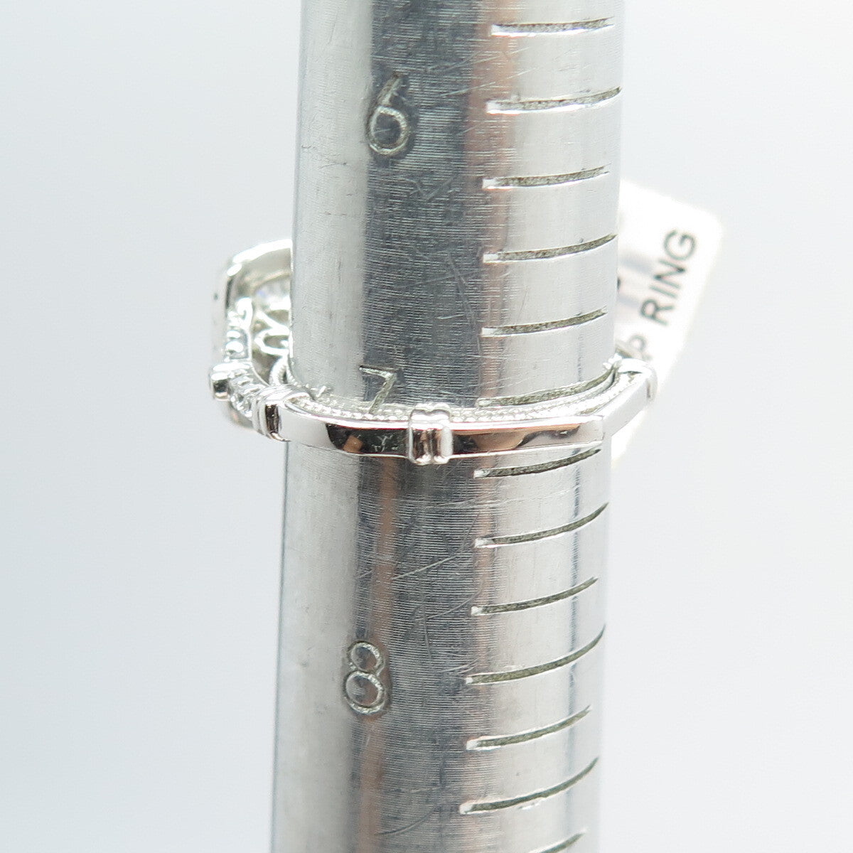 925 Sterling Silver Radiant & Round-Cut Shaped C Z Ring Size 7.25