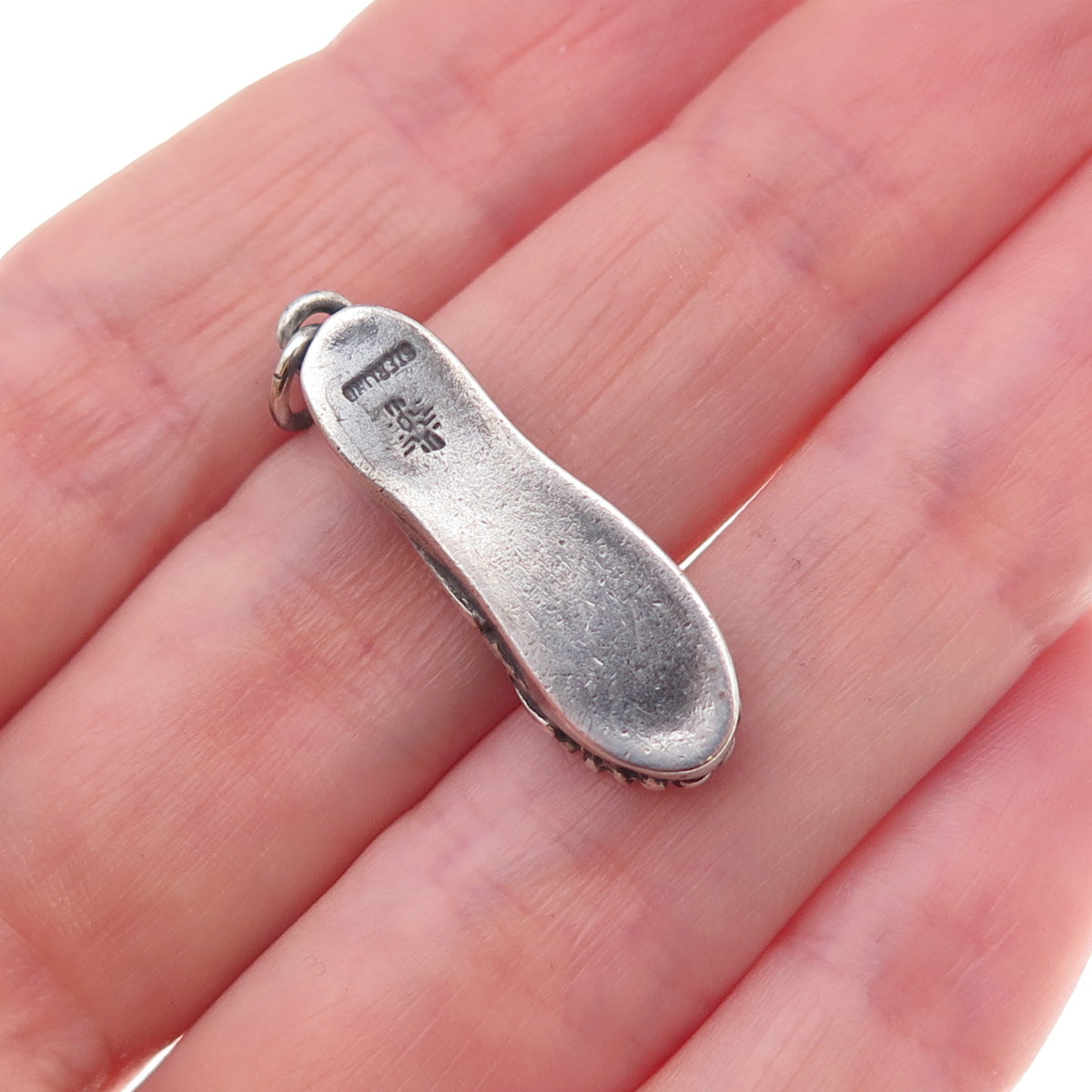 Southwest 925 Sterling Silver Vintage Loafer Shoe Oxidized 3D Charm Pendant
