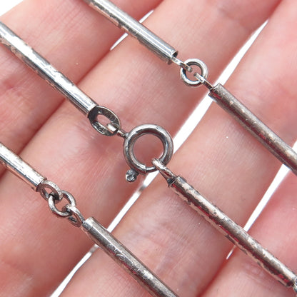 925 Sterling Silver Vintage Italy Cross Pendant Bar Chain Oxidized Necklace 28"