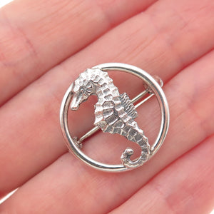 925 Sterling Silver Vintage Seahorse Oxidized Pin Brooch