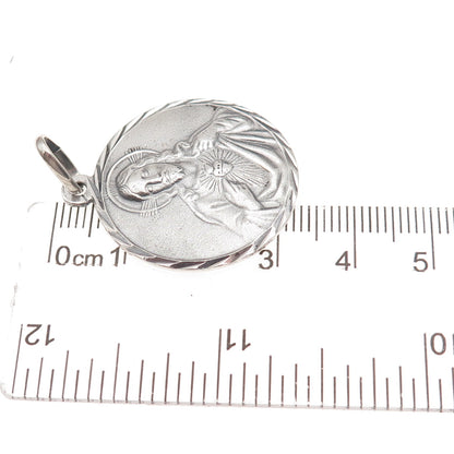1000 Fine Silver Vintage Jesus Sacred Heart Oxidized Charm Pendant