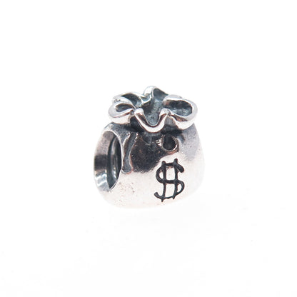 PANDORA 925 Sterling Silver Money Bag Slide Bead Charm